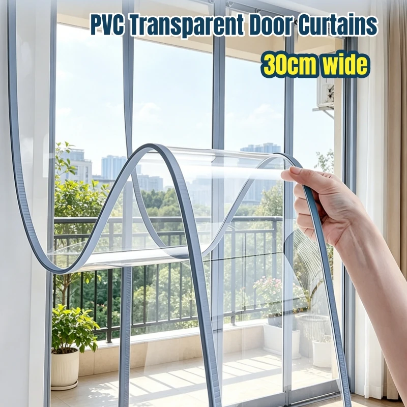 PVC Transparent Door Curtains Winter Warm Proof Summer Mosquito Proof Soft Blocking Curtain Magnetic Windproof Curtain 30cm Wide