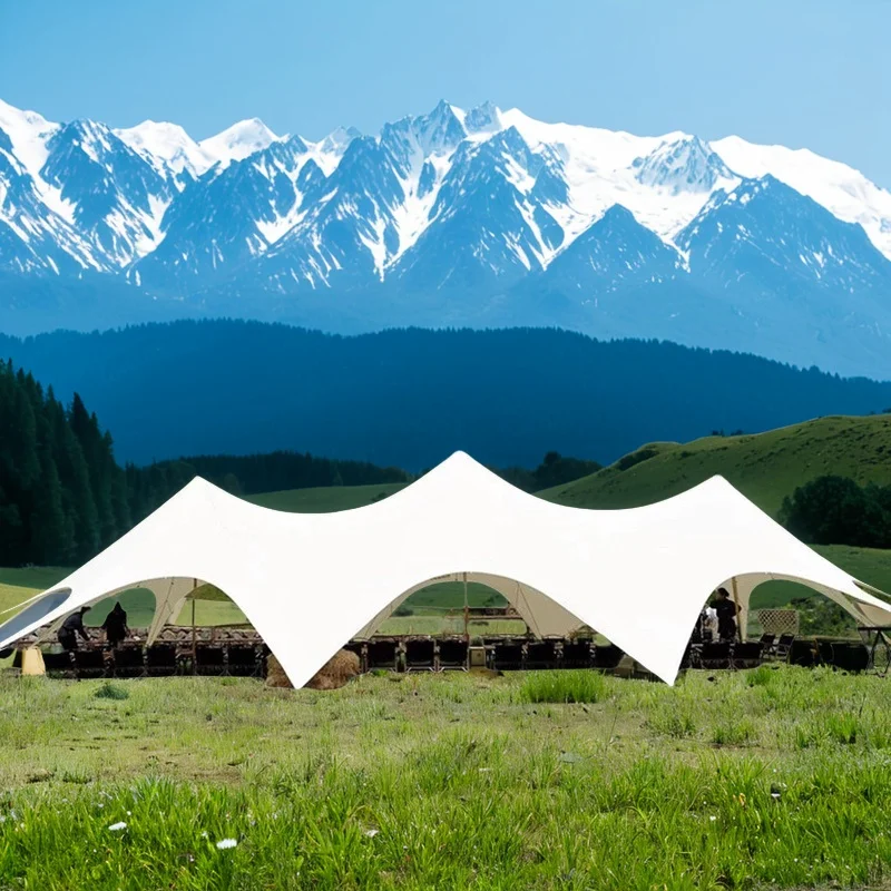 

Outdoor camping canopy tent oversized giant camp commercial Wanzhong mountain sun protection rain protection double peak three