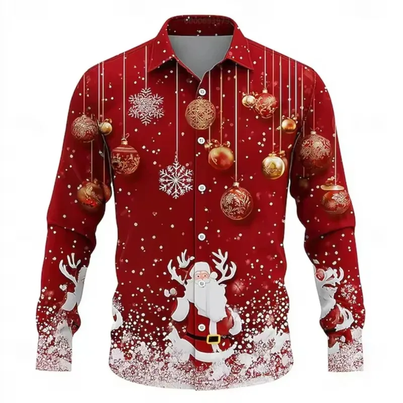 قميص رجل الثلج الجديد للرجال مع أزرار، ملابس العطلات الخارجية بأكمام طويلة، نمط الخريف/الشتاء، شحن سريع #5