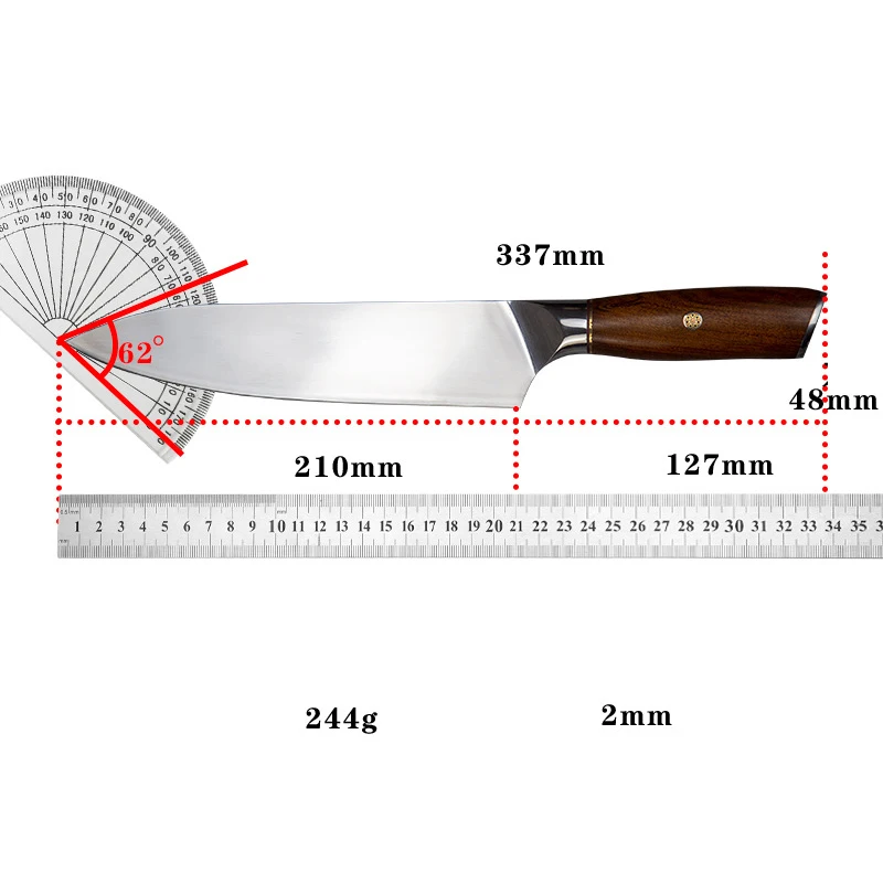 Chef Knife M390 Core 3 Layers Clad Steel Blade Sharp Cleaver Meat Slicing Vegetables Kitchen Knives Wood Handle Cooking Tools