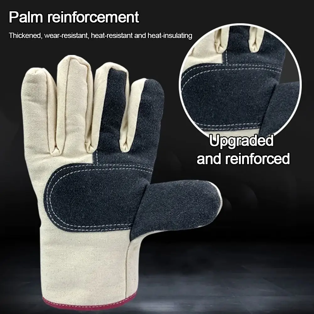 New Thick Welding Gloves Wear Resistant High Temperature Resistance Labor Gloves Security Protection Canvas Mechanic Glove