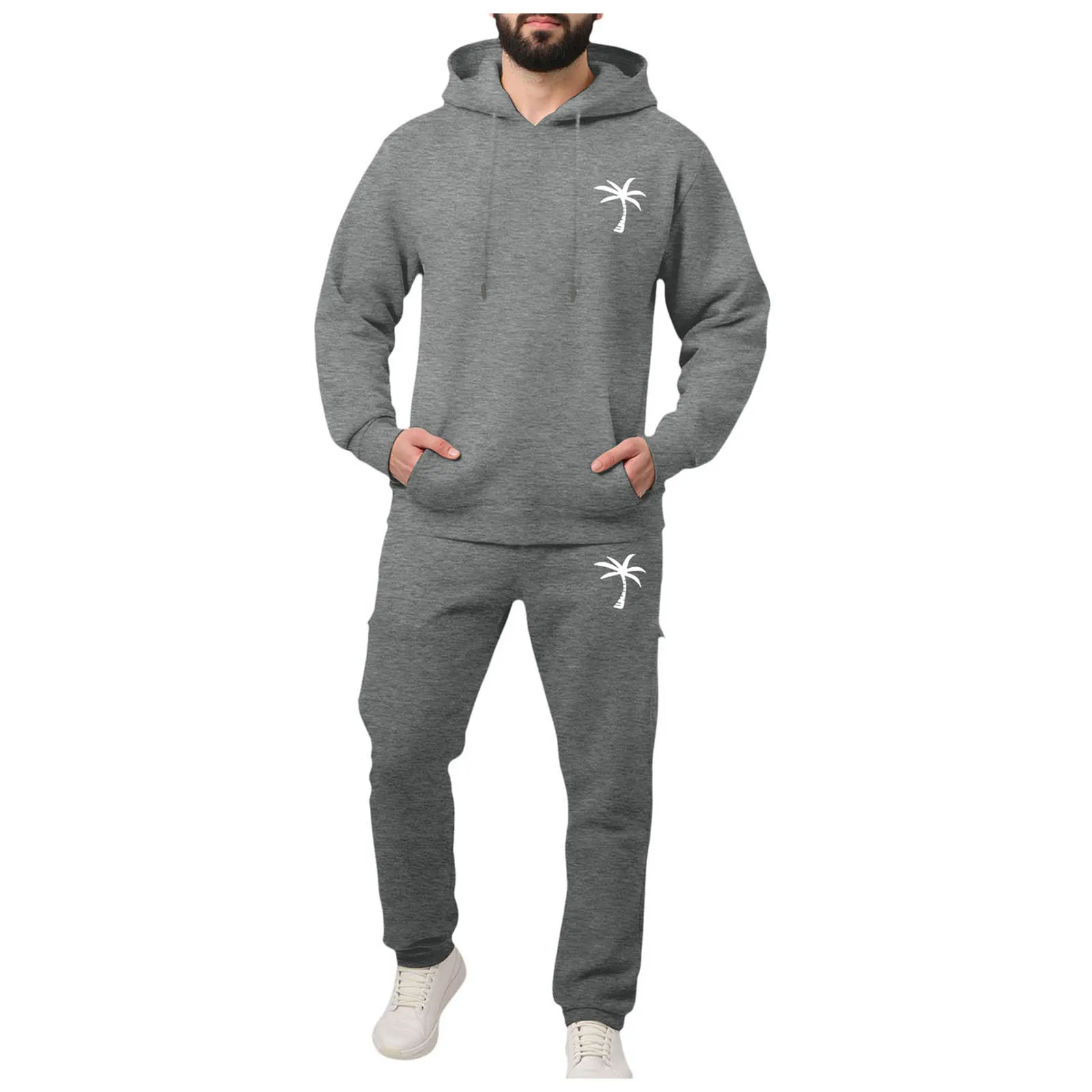 رجل سترة فستان أطفال مع سروال داخلي الرجال عادية قطعتين جوز الهند مطبوعة رياضية هوديي و Sweatpants اللياقة البدنية رجالي الدعاوى 48 عادية #6