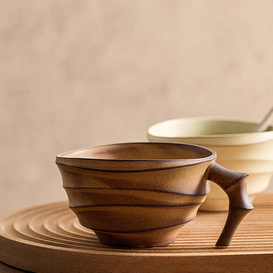Creative Bamboo Joint Ceramic Mug Elegant Tableware For Breakfast Milk Coffee Tea Household Light Luxury Daily Drinking Cup