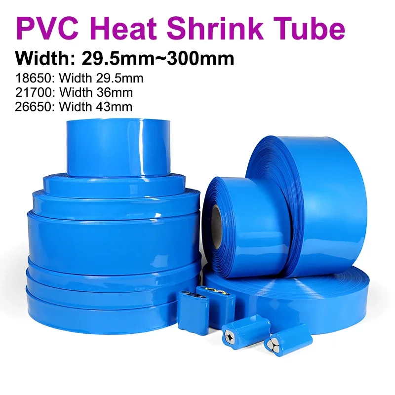 

1/2/3/5/8/10/15M PVC Heat Shrink Tube 18650 Width 29.5mm ~ 300mm Insulated Film Lithium Case Heat Shinkable Sheath Shrink Wrap