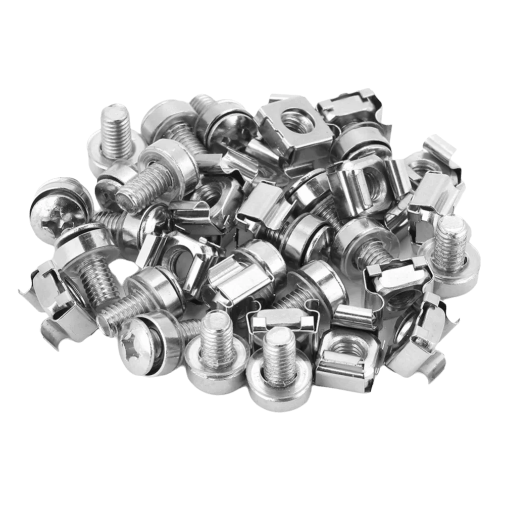 50pcs Durable Self-Locking Rack Mount Screws With Washers Assortment Cage Nuts Mounting Hardware Kit Server Cabinet