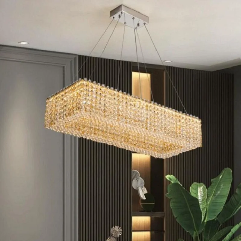 

New crystal chandelier luxury Villa l decorative light designer modern simple creative island Stainless steel lighting