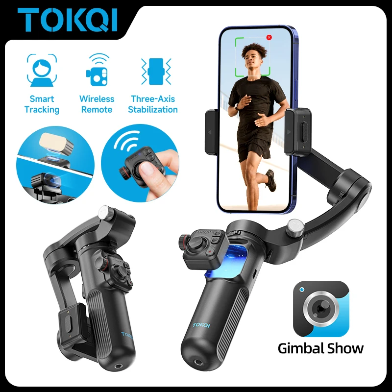 Handheld Gimbal Stabilizer Selfie Tripod with Wireless Remote for Smartphone 3-Axis Anti Shake Gimbal Foldable for iPhone Xiaomi