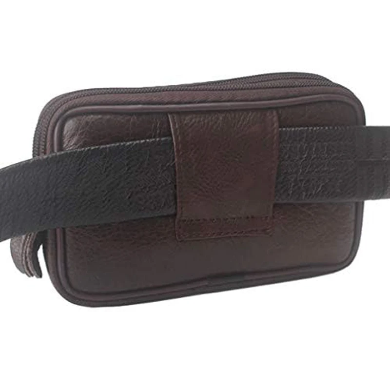 Belt Bag Coin Purse for Men and Women, Fashionable Waist Bag, Mobile Phone Zipper Pouch, Horizontal Belt Smartphone Pouch, Black (Coffee Color)