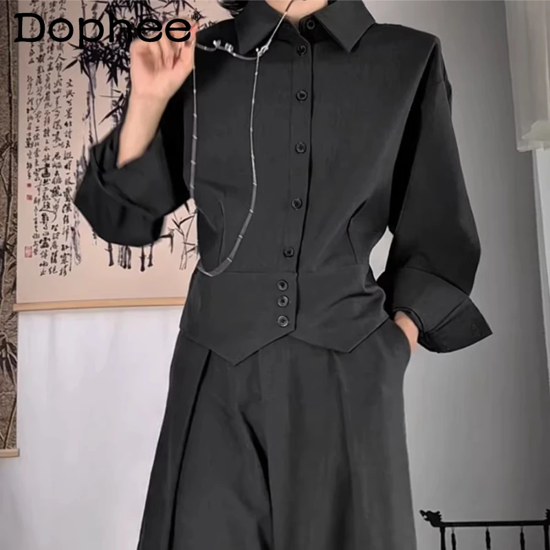 

Men's 2026 Spring Autumn New Shirts Fashion Jackets Solid Color Single-Breasted Multi-Button Shirts Simple Loose Comfort Tops