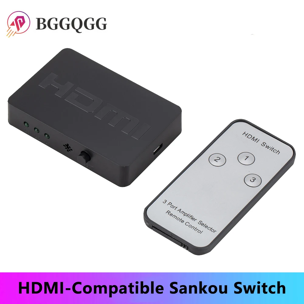 HDMI-compatible Splitter 3 Port Hub Box Auto Switch 3 In 1 Out Switcher 1080P Hd 1.4 Remote Control For Project Hdtv Xbox360 Ps3