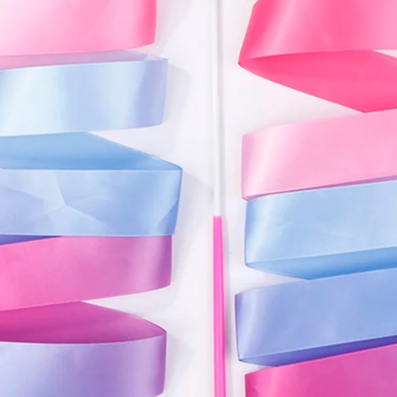 2M Dance Ribbons Rhythmic Girl Art Gymnastics Ballet Streamer Twirling Rod Rainbow Stick Sports Training Ribbon Dancer Wands