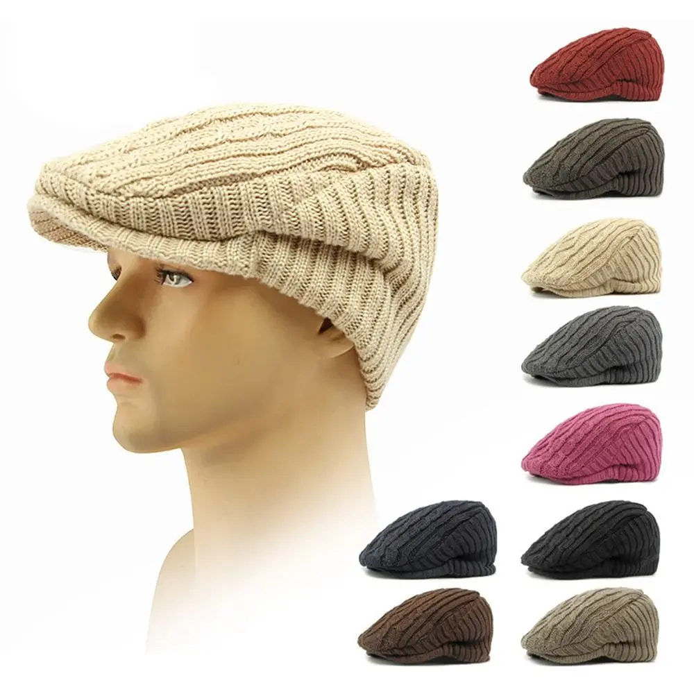 

Fashion Wool Newsboy Beret Fleece Lined Breathable Snow Ski Caps Solid Color Casual Artist Beret for Men Women