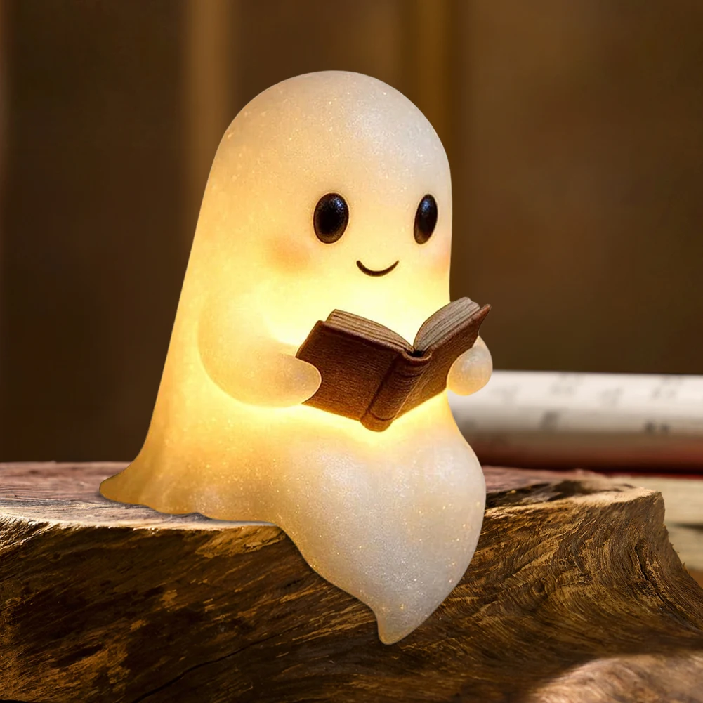 Cute Ghost Reading Book Lamp Ghost Reading Night Light LED Night Light for Readers & Book Lovers