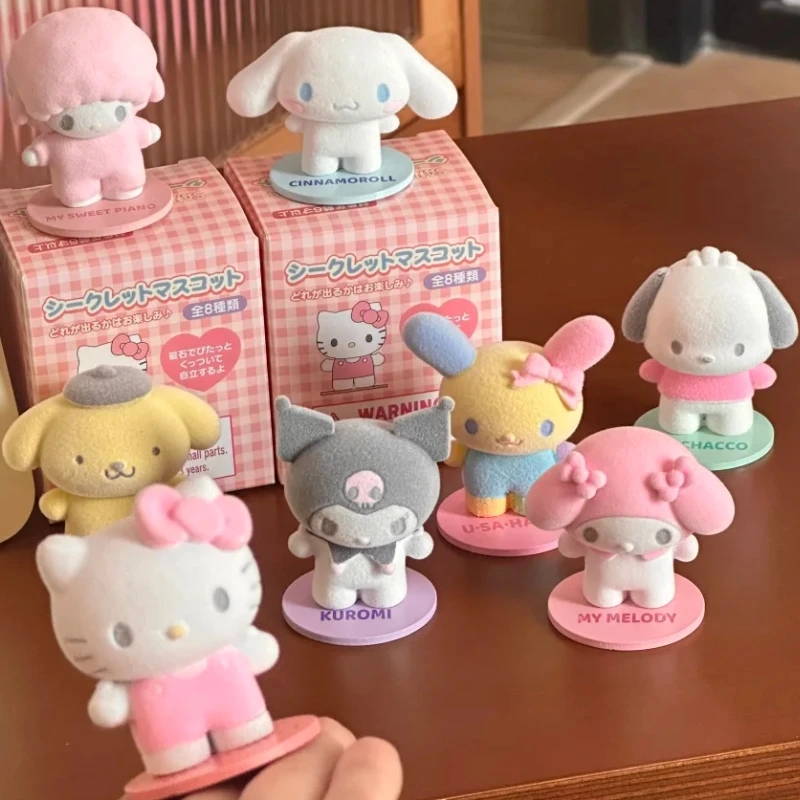 

High Quality Kitty Kuromi Cute Blind Box Toy Cinnamoroll Magnetic Suction Doll Ornament Girl Desktop Flocked Model Birthday Gift