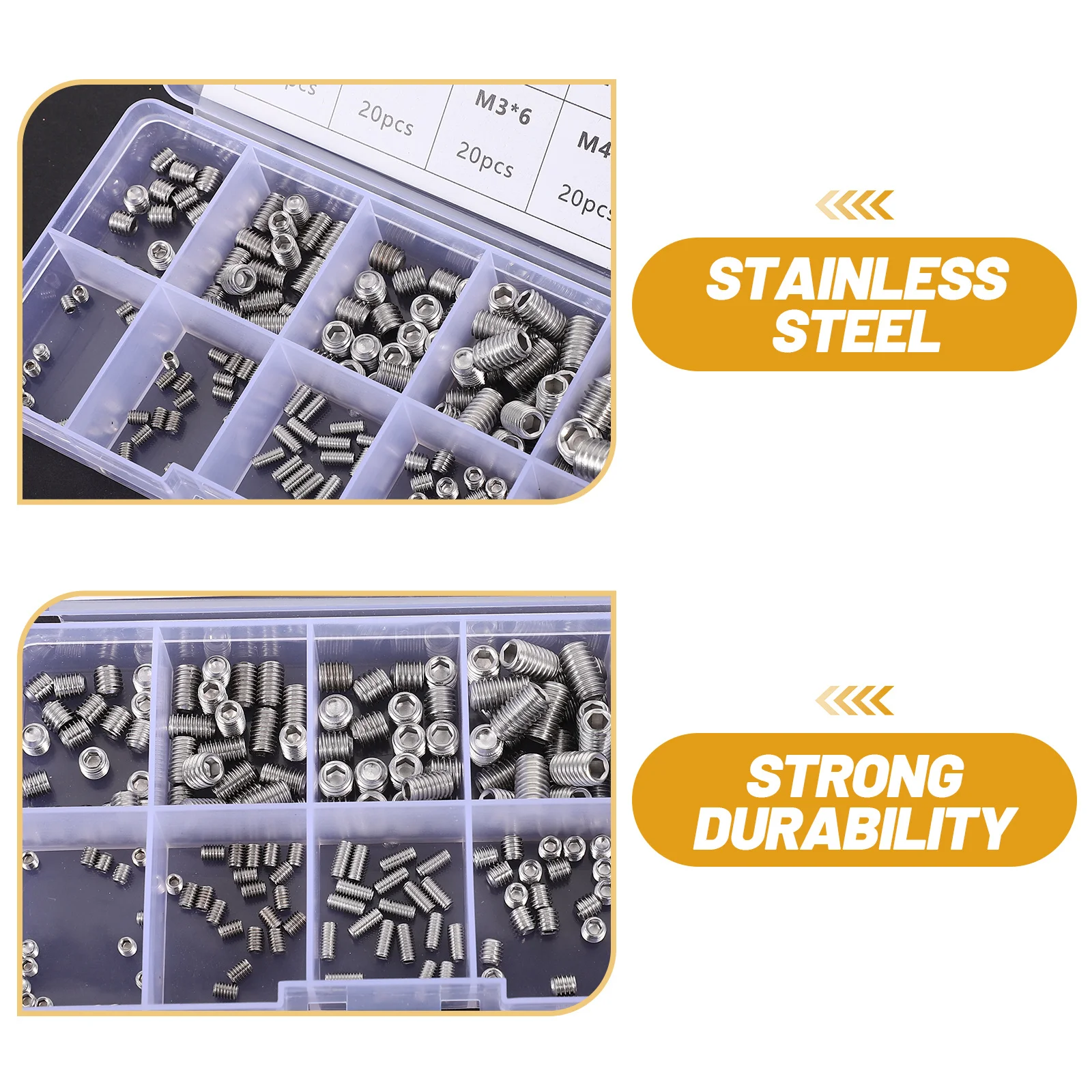 

1Set Stainless Steel Socket Grub Screw Hex Design Durable Heavy Kit for Bathroom Fixtures Door Handles Repair