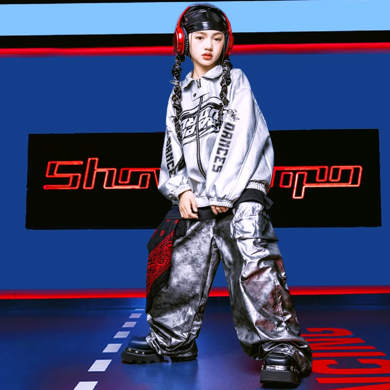 2025 Kinderen Ballroom Hip Hop Dans Kostuums Voor Kinderen Sliver Kpop Outfits Meisjes Jongens Jazz Prestaties Stadium Kleding DQS 21491