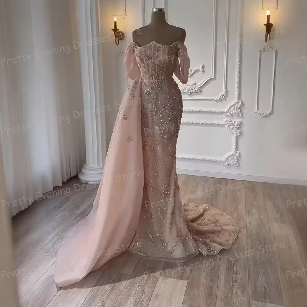 Simple Beading Evening Dresses Woman's Appliques Fashion Mermaid Prom Gowns Sleeveless Off Shoulder Customized Vestidos De Novia