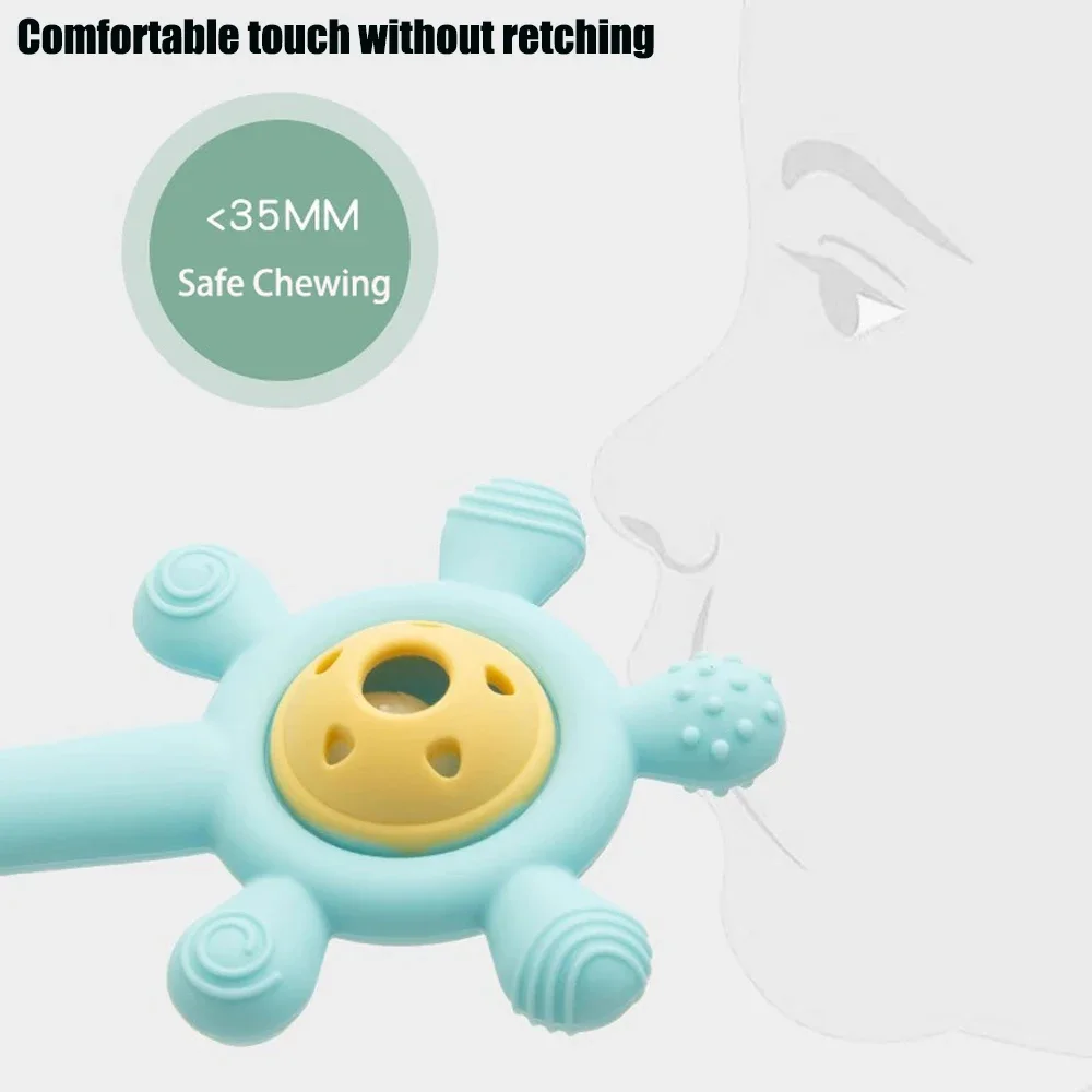 Il bastoncino molare per massaggiagengive con sonaglio non contiene BPA, materiale in silicone alimentare, giocattoli lenitivi per bambini, una varietà di opzioni