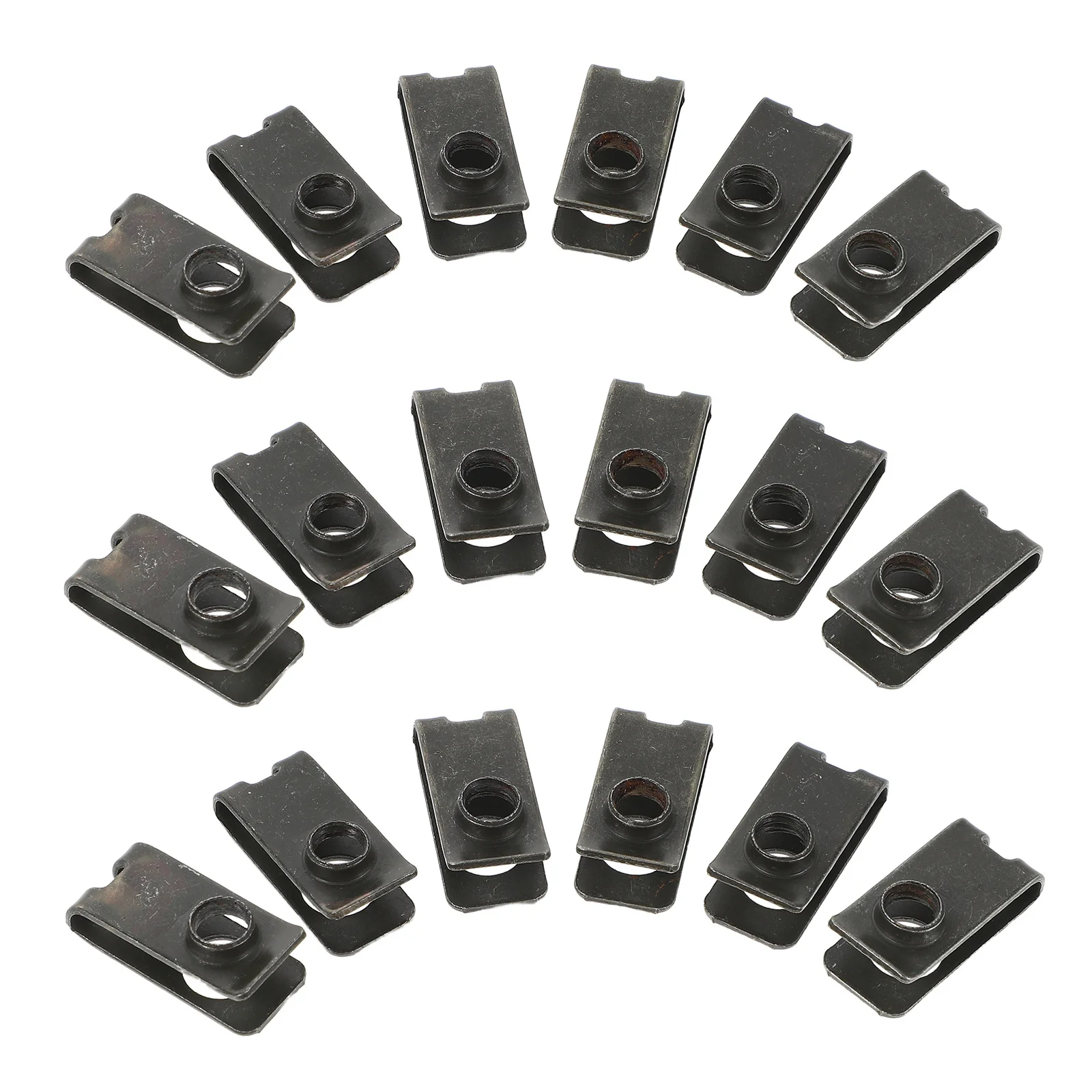 

50pcs License Plate Fixed Clip U Type Metal Nut Mounting Base For Car Security Fasteners Self Tapping Screws