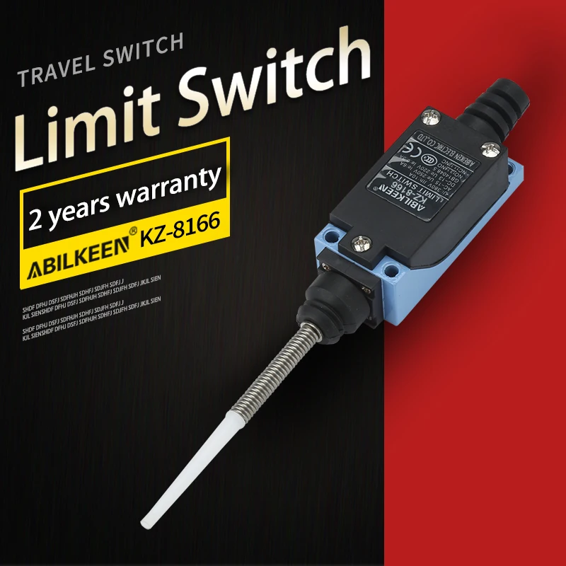 ABILKEEN KZ-8166 Metal Spring Pendulum Rod with Plastic End Limit Switch 2NO+2NC Momentary Travel Limiting Switch 250VAC 6A