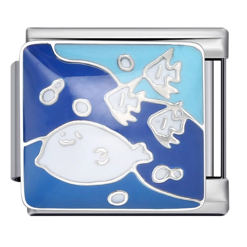 Klassische Y2K Blaue Elemente Ozean Haie Wale Himmel Italienische Glieder 9mm Edelstahl Charm-Armbänder für DIY-Schmuckherstellung – Detail 3