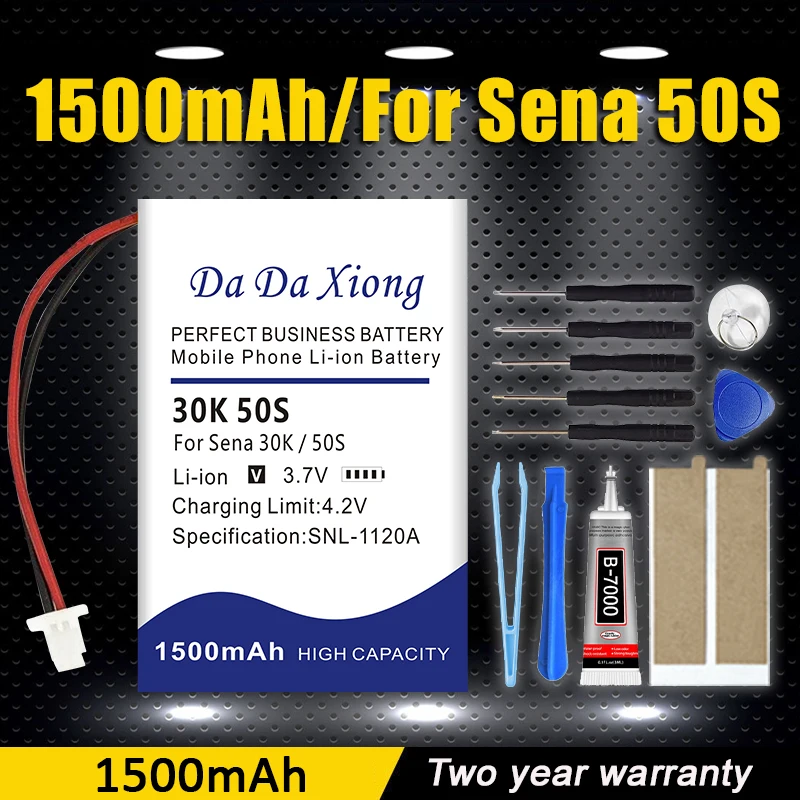 Top Brand 100% New 1500mAh Battery for Octelect Sena 50S / 30K Motorcycle Bluetooth Headset Helmet Intercom Replacement-Plug