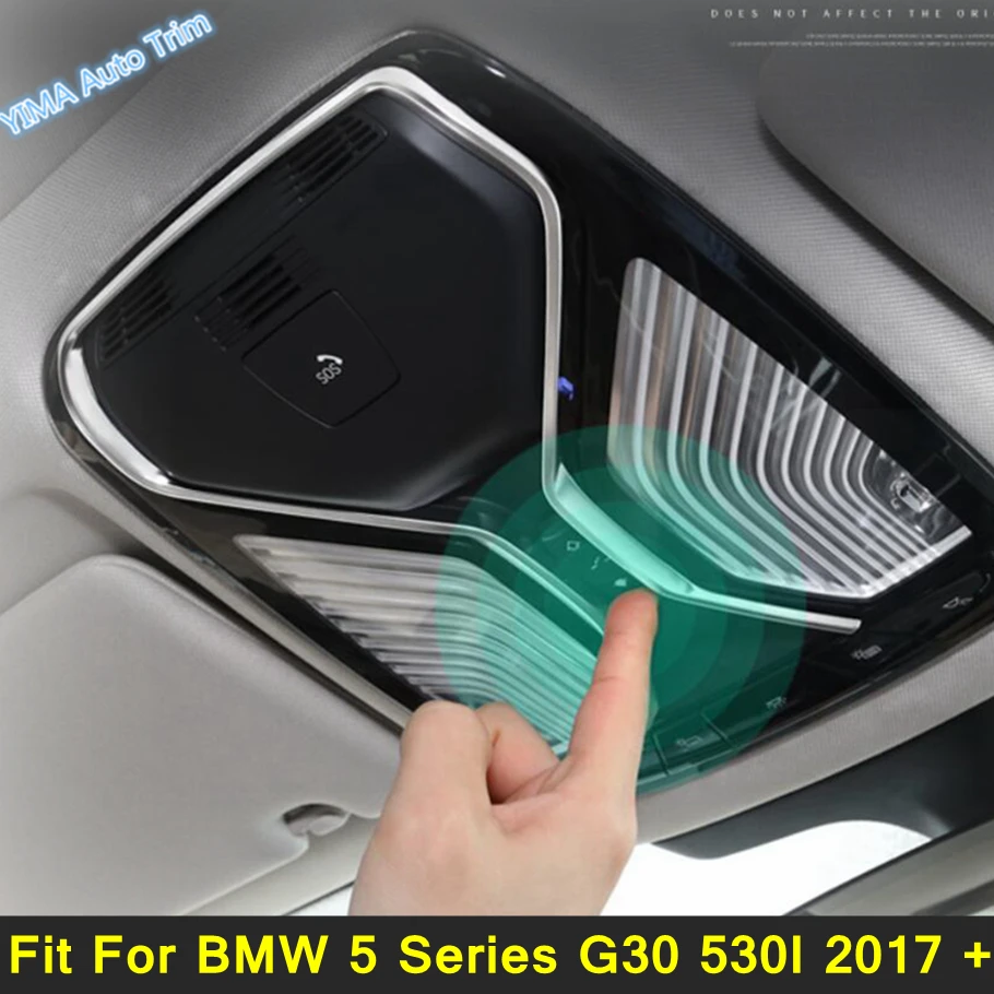 

Matte Auto Roof Reading Lights Lamp Decor Frame Cover Trim For BMW 5 Series G30 530I 2017 - 2023 Interior Refit Kit Accessories