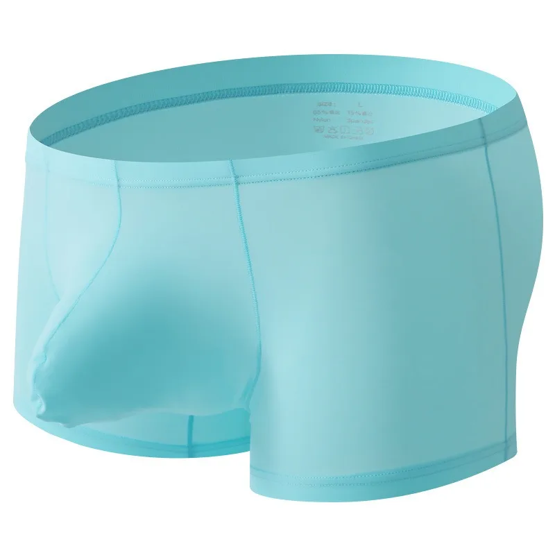 Men's underwear ice silk boxer shorts low waist sexy single layer large bag four corner panties