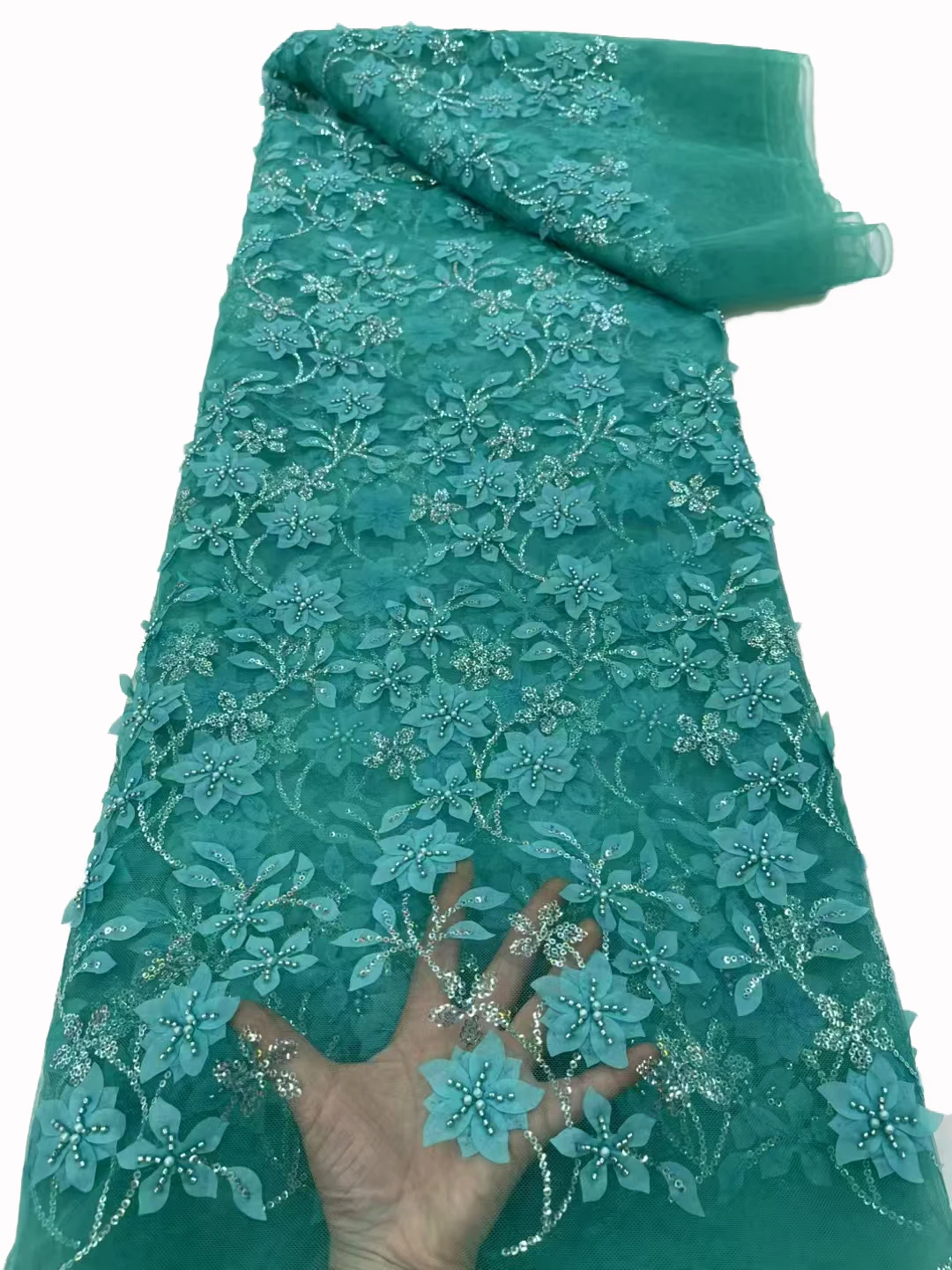 

3D трехмерная сетчатая ткань, новая мода в Африке, блестки, бусины, блестки, ткани для свадебного платья