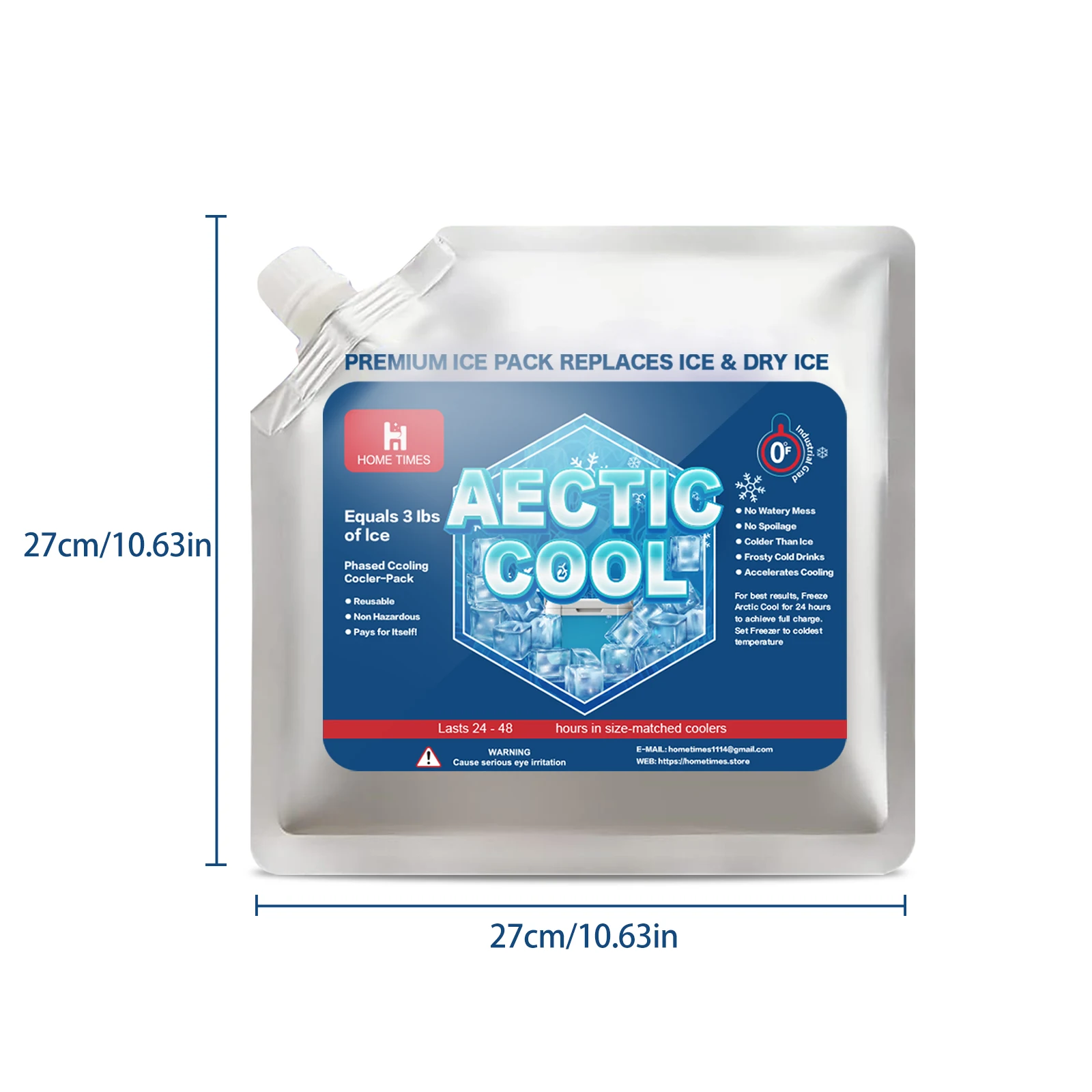 Home Times 4pcs Reusable Ice Packs for Cooler - Long Lasting Cold Freezer Packs for Coolers and Lunch Boxes,Camping Gear
