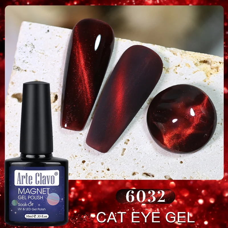 Arte Clavo New Cat Eye Magnetic Gel Polish Green Red  Semi Permanent Soak Off UV LED Glitter Nails Magnet Stick Nail Art Polish