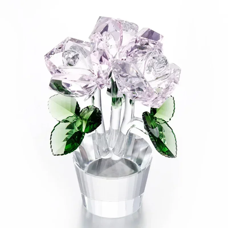 

Crystal Rose Ornaments Decor Creative Desktop Car Ornaments Holiday Gifts. Home Decoration