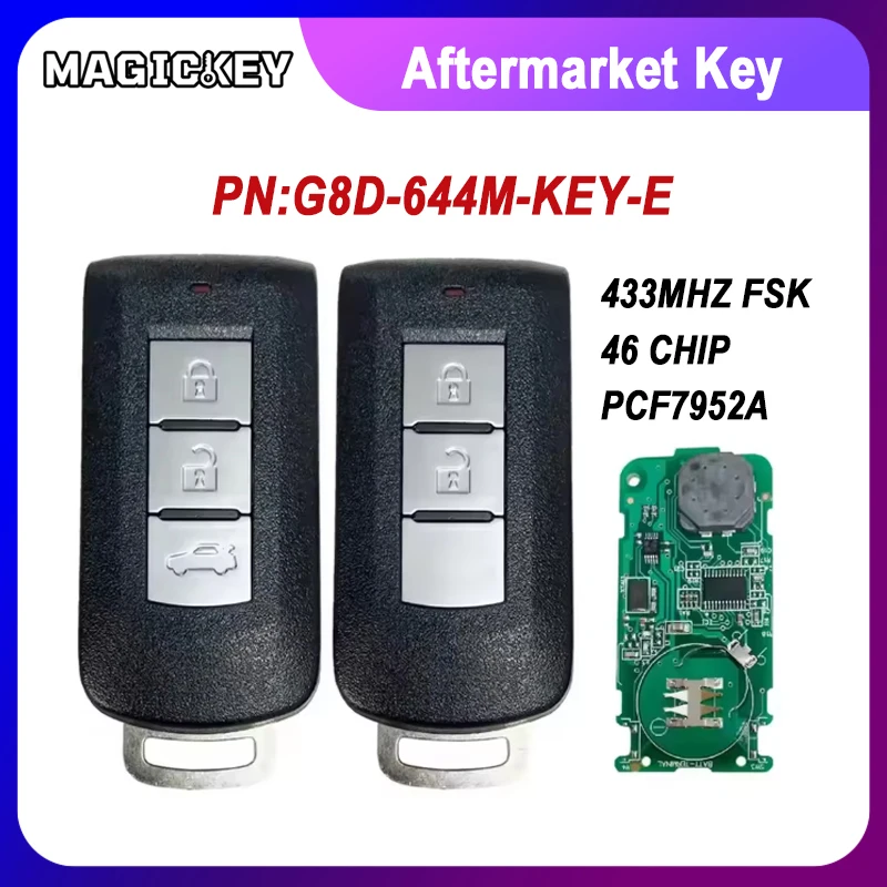 

For Mitsubishi ASX Lancer Outlander 2011 2012 2013 2014 2015 PCF7952A ID46 CHIP Smart Remote Key 433mhz G8D-644M-KEY-E 8637A662