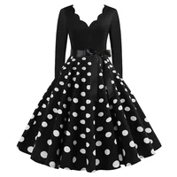 Plus Size Women Dress Vintage Long Sleeve Polka Dot Spring Autumn New Year Party Dresses 3XL Vestidos - Image 3