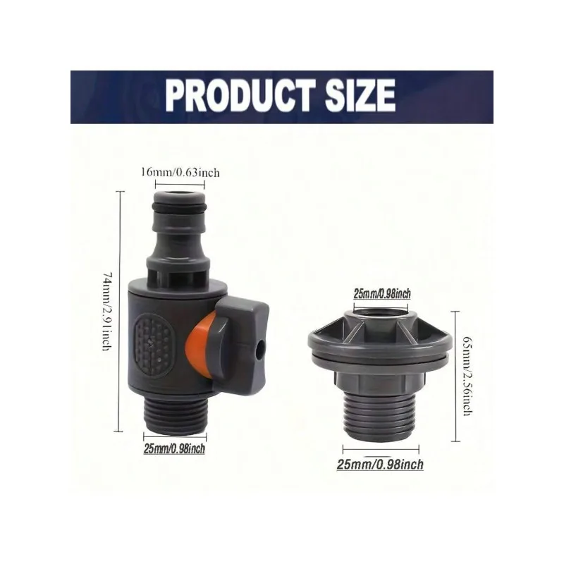 New PVC/IBC Water Barrel Adapter, Durable Water Tank Adapter with Valve, Quick Installation Rainwater Collection Connector Kit