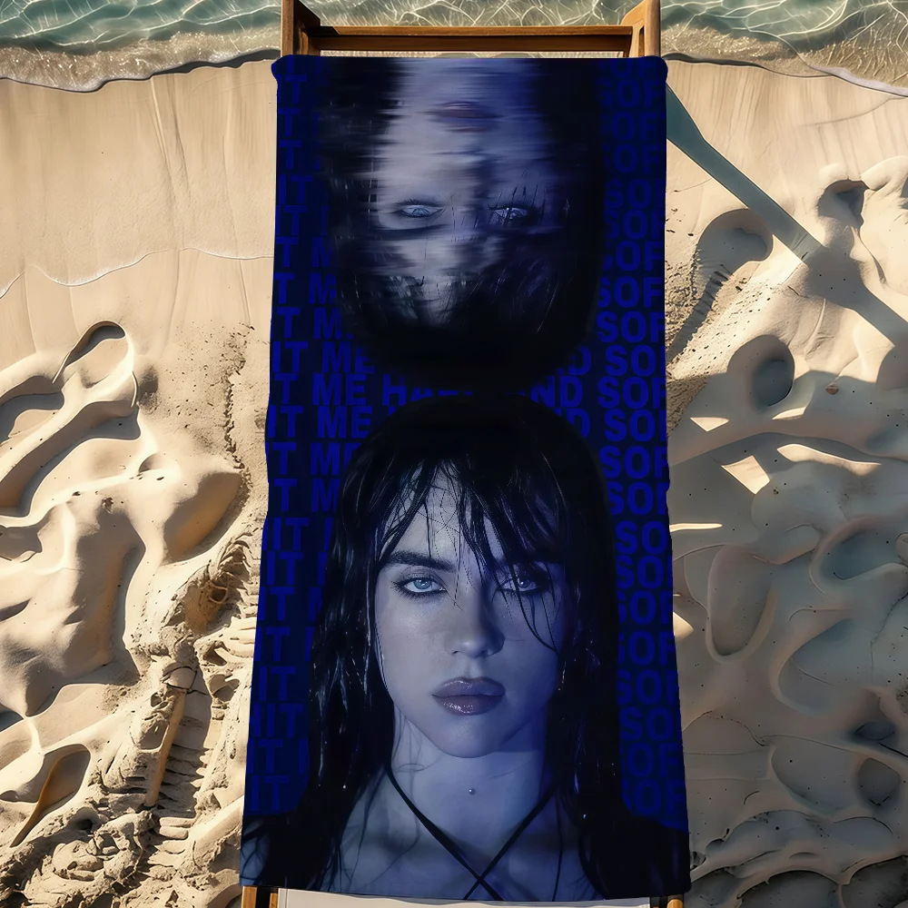 Popular Singer B-Billie E-Eilish-S Towel Sports Quick Dry Travel Camping Gear Sandproof Soft Light Large Beach Towel