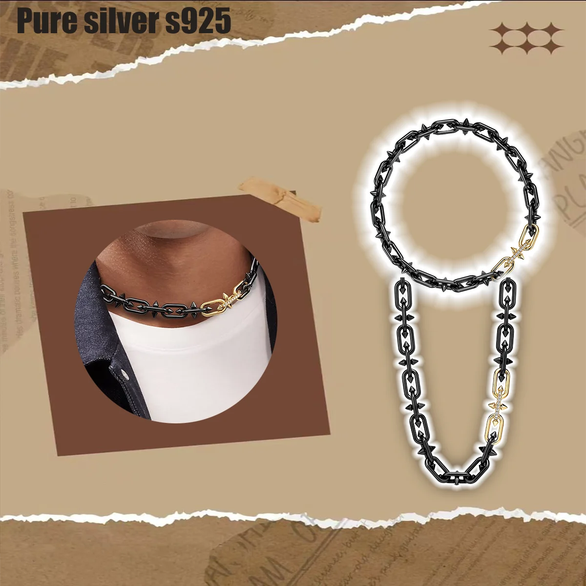 

Pure silver s925 necklace Fashionable and trendy high-end light luxury exquisite charm charming necklace
