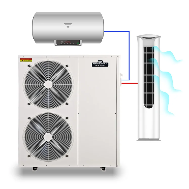 R410a Monobloc EVI DC Inverter Central Heating Cooling Heat Pump System For Low Temperature Area