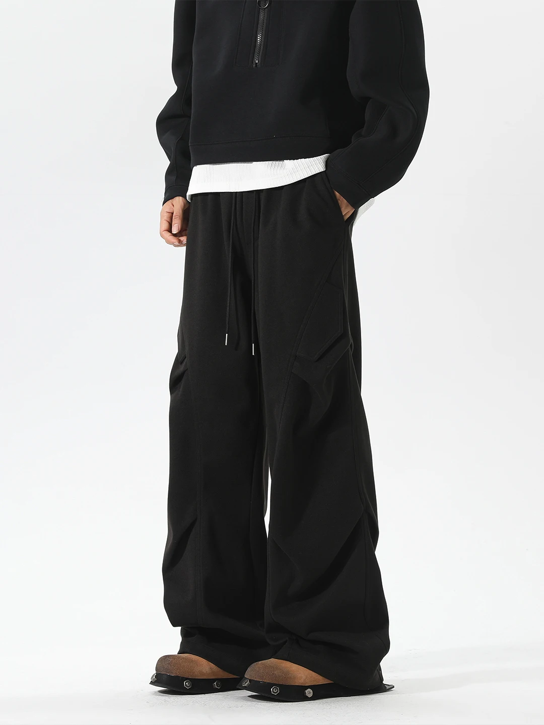 

Тяжелые твидовые повседневные брюки со звездами, мужские сложенные солдатские гвардии, осенняя модная американская широкая рабочая одежда, свободная посадка