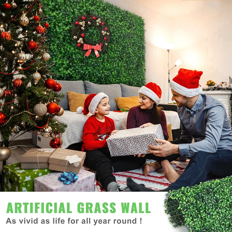 12pcs 24pcs Artificial Plants Grass Wall Panel Boxwood Hedge Greenery Privacy Fence Panel Grass for Indoor Home Garden Wedding