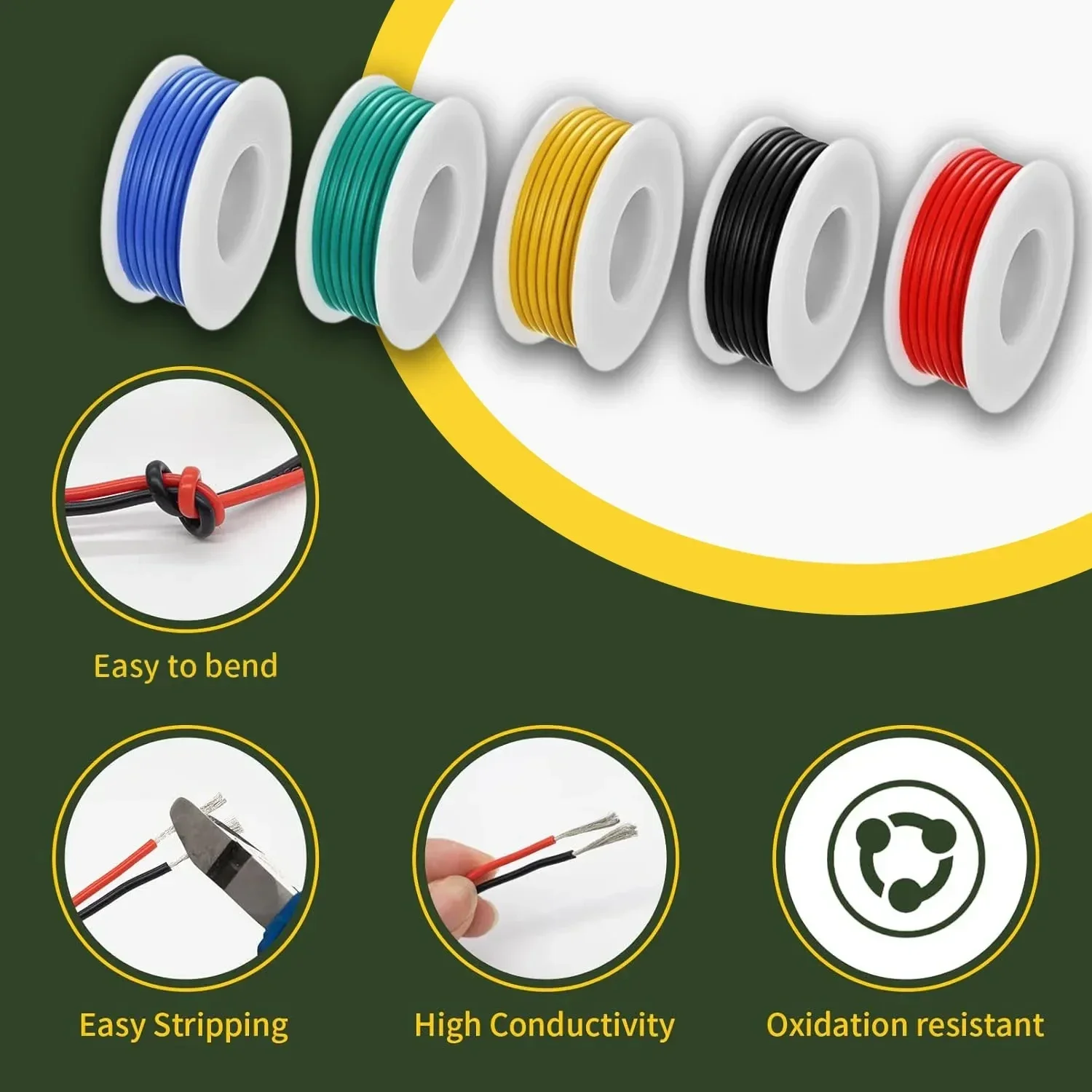Heat Resistant Soft Silicone Hook-up Wire 30/28/26/24/22/20/18AWG Flexible Insulated Tinned Copper Wire Ideal for FPV RC Racing