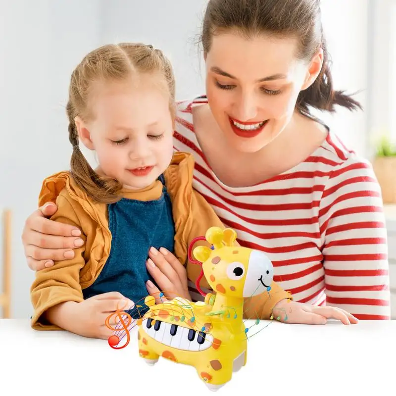 Toy Piano Cute Deer Piano Light Up Kids Musical Toys Piano Keyboard Preschool Educational Storytelling Toy Early Learning