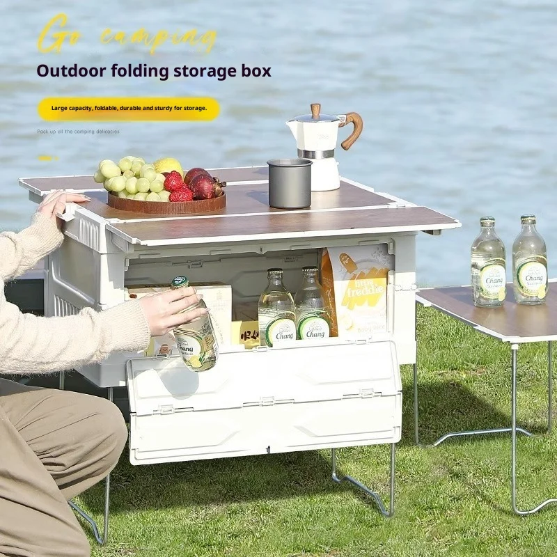 المحمولة طاولة تخييم قابلة للطي نزهة IGT خفيفة الوزن قابل للتعديل ارتفاع موقد الجدول السفر سيارة جذع التخزين المنظم قابلة للطي #5