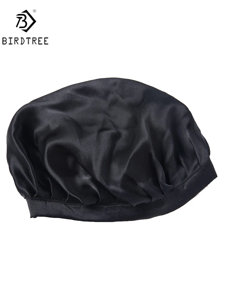 BirdTree 100% Mulberry Silk Sleep Cap for Women Hair Care Natural 19 Momme Silk Night Bonnet with T32101X