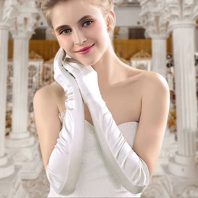 1PC 38CM Long Bridal Gloves for Wedding Performances Ball Costumes Accessories Opera Parties and Dinner Parties