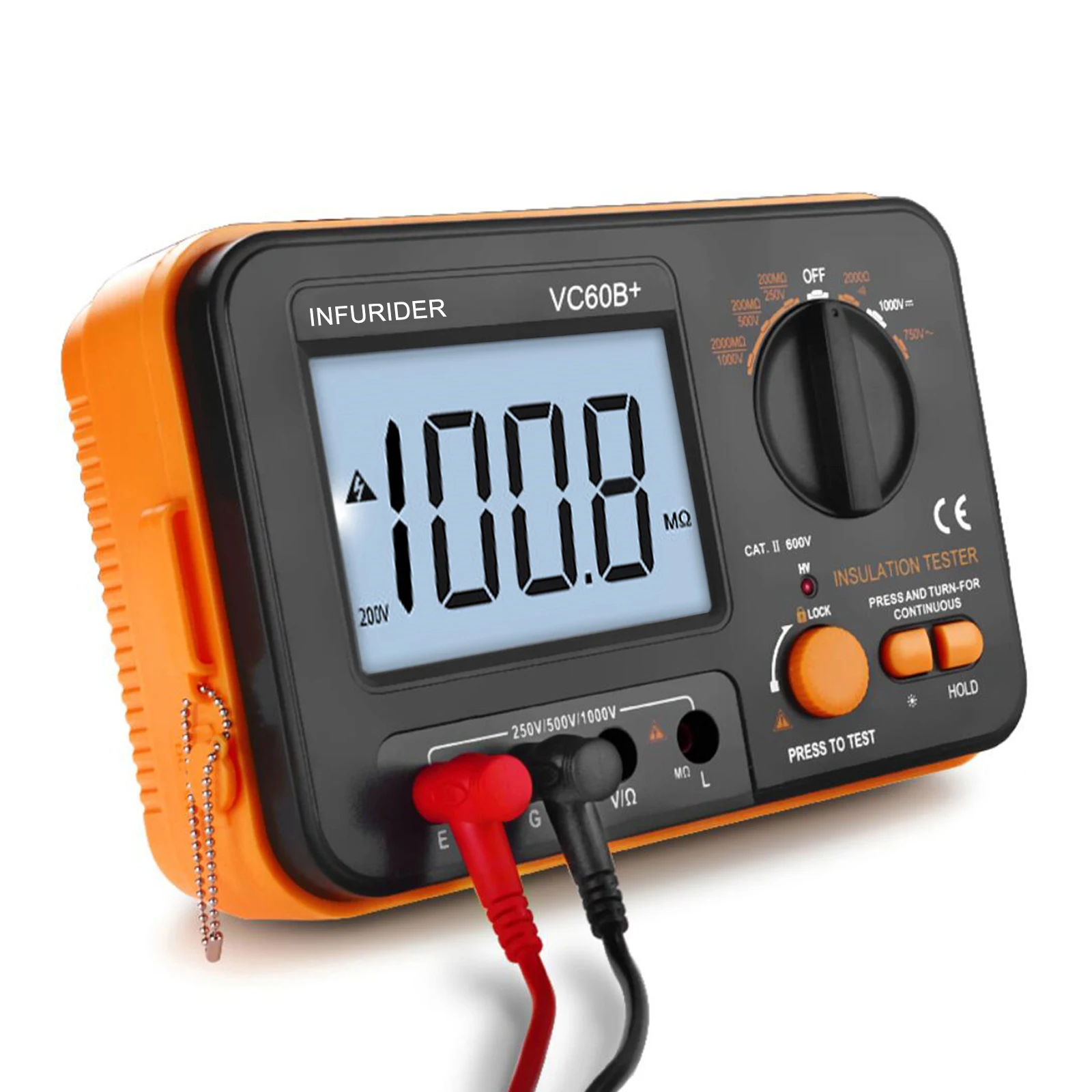 Digital Insulation Resistance Tester DCV ACV Megohm Meter DC250/500/1000V AC750V High Voltage With Short Circuit Input Alarm