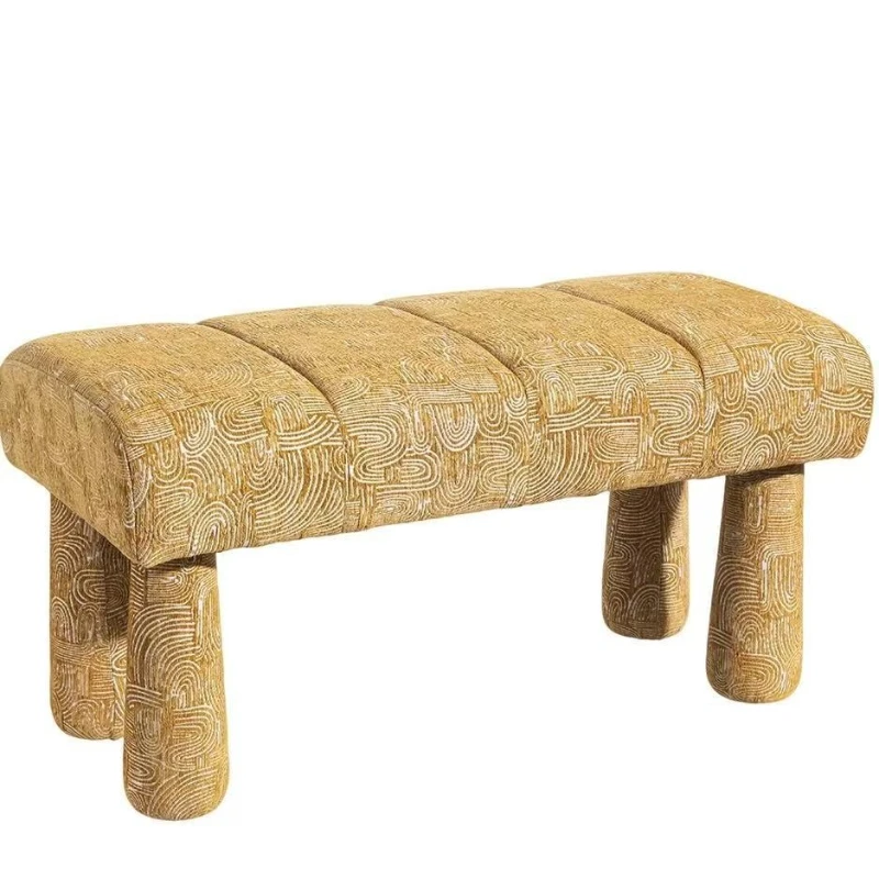 

Italian light luxury living room sofa stool bedroom fabric bedside stool hotel shopping mall rest area reception bench