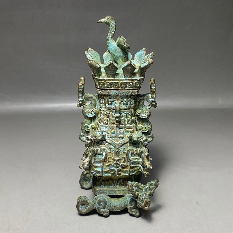 

Antique Bronze Lotus Crane Square Pot, Simple and Elegant Office, Living Room Decoration, Antiqu, Spring and Autumn