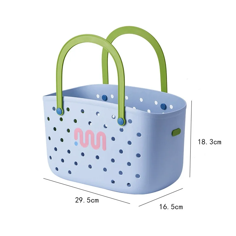 2024 ハンドヘルドバスバスケット浸出性食料品バスケット浴室家庭用品収納バスケット浴場おもちゃスナックプラスチックオーガナイザー