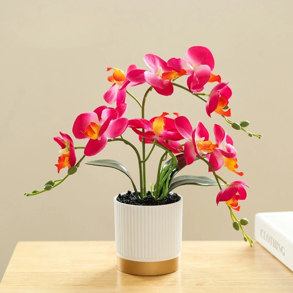 Golden Bottom Pot Phalaenopsis Bonsai Simulation Potted Plant Home Decoration Simulation Flower Bonsai